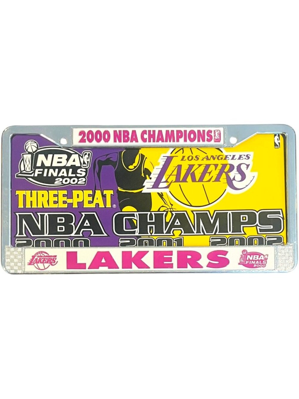 LAKERS 2000 NBA Champions License Plate Frame + Three Peat Champs Insert